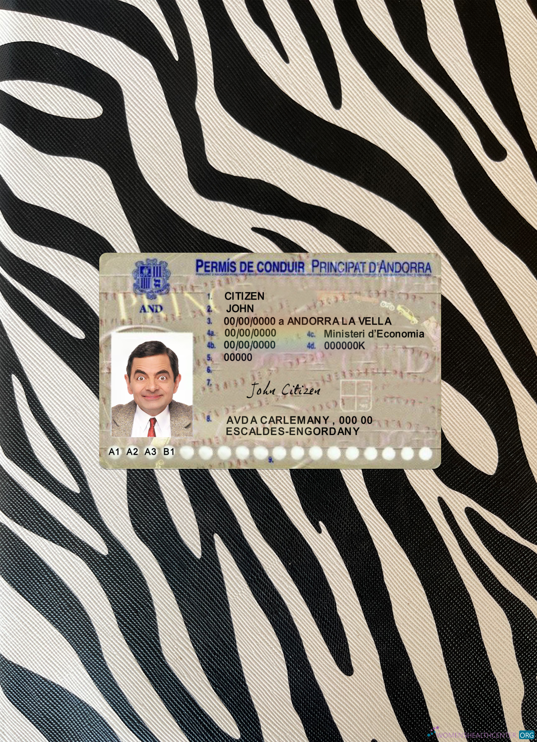 Download Andorra driving license photolook front Photoshop template